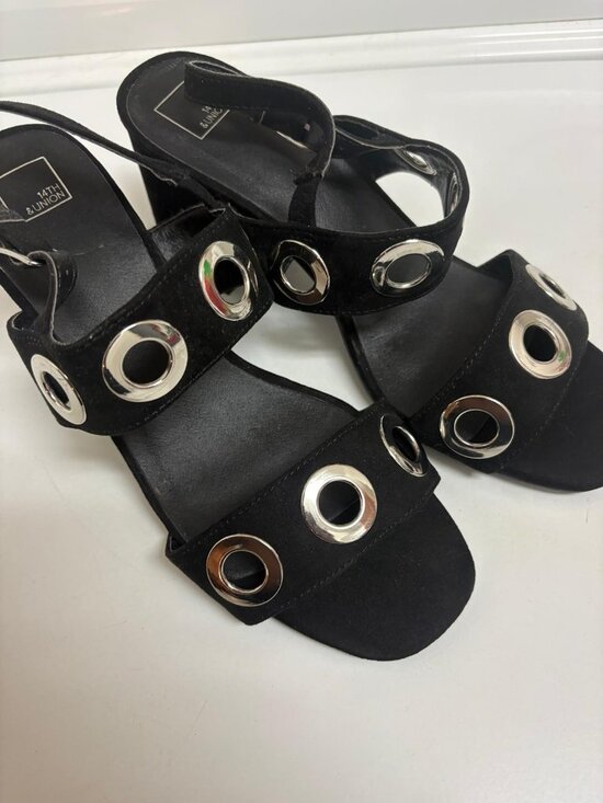 14th & Union Shoes - 14th & Union Women's Black Block Heel Sandals 7.5 Grommet Strap